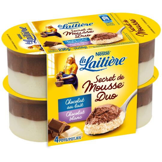 Mousse duo chocolat lait et blanc LA LAITIERE 3023290230183 Mousse duo chocolat lait et blanc LA LAITIERE 3023290230183