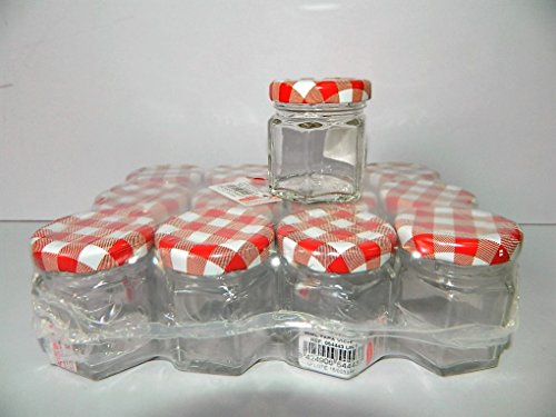 12 bocaux 45ml en verre Hexagonal pour conserva...