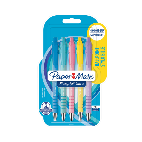  5 Billes Flexgrip Ultra Retractable Pastel Papermate code EAN 3026980277512 