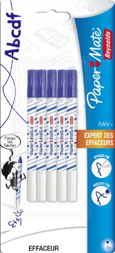 Mini + effaceur pointe fine bleu, lot de 5