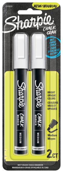 SHARPIE 2 MARQUEURS ARDOISES BLANCS SHARPIE
Encre qui s'efface à l'eau code EAN 3026981577345 