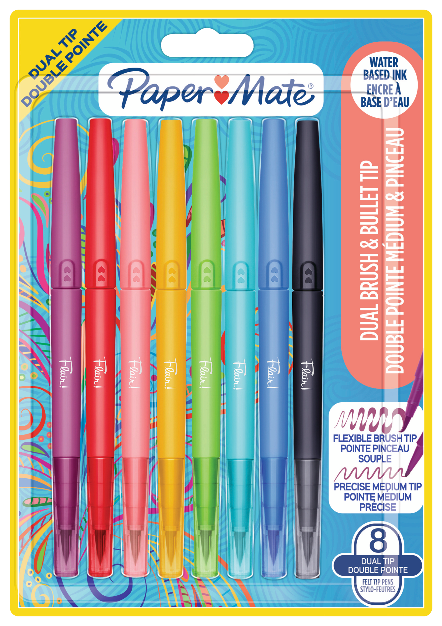 8 FEUTRES D'écriture double pointe 