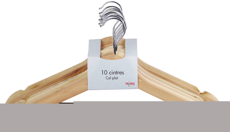 10 CINTRES EN BOIS 43 CM LAGUELLE