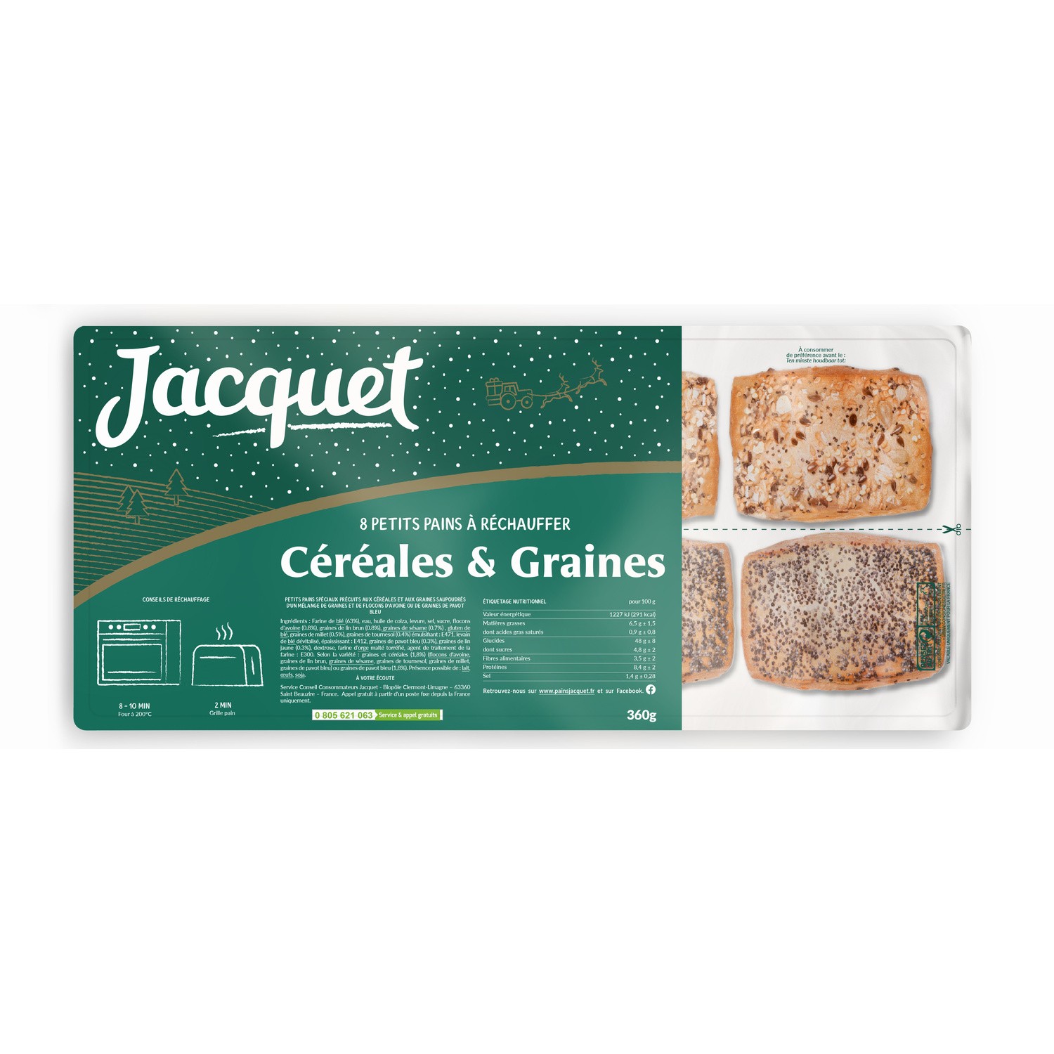 JACQUET Pain aux céréales et graines JACQUET code EAN 3029330070870 