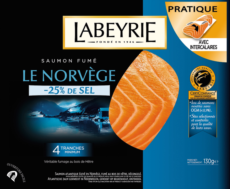 SAUMON FUMÉ LE NORVÈGE -25% DE SEL (1) labeyrie