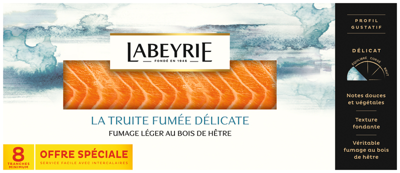 TRUITE FUMÉE FUMAGE LÉGER 8 TRANCHES Labeyrie