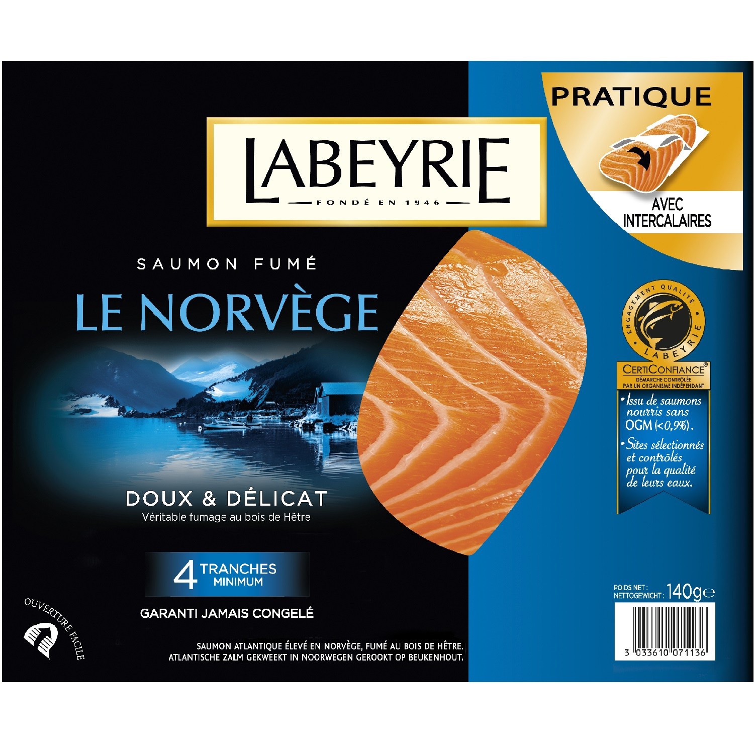 Saumon fumé de Norvège 3033610071136 LABEYRIE Saumon fumé de Norvège 3033610071136 LABEYRIE