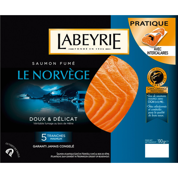 Labeyrie SAUMON FUMÉ NORVÈGE 5 TRANCHES Labeyrie code EAN 3033610075950 