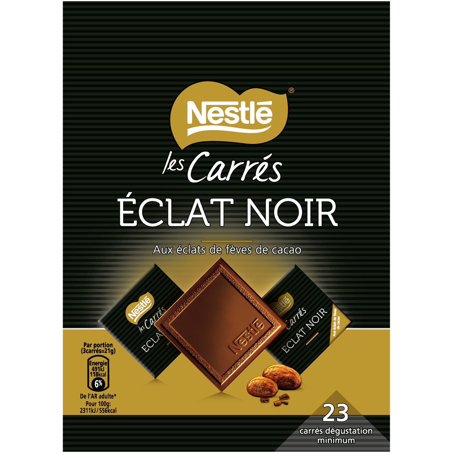 Chocolat carrés éclat noir