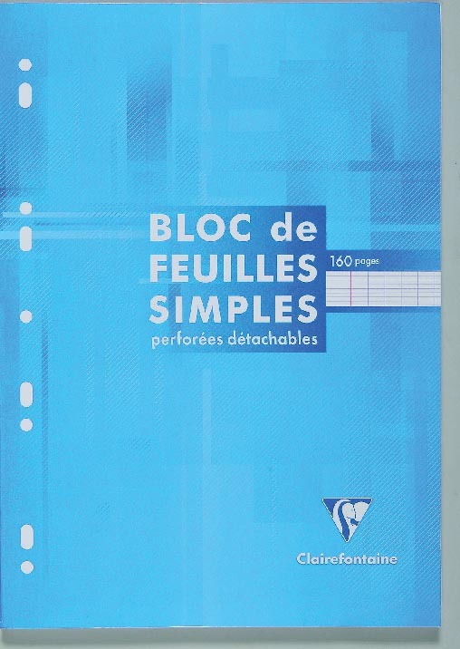  BLOC DE FEUILLES SIMPLES PERFORÉES Clairefontaine  3037920036281