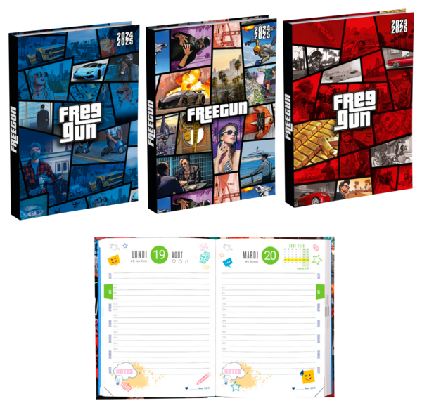 FREEGUN AGENDA SCOLAIRE 12X17 CM COUSU GTA 
FREEGUN code EAN 3037920175829 