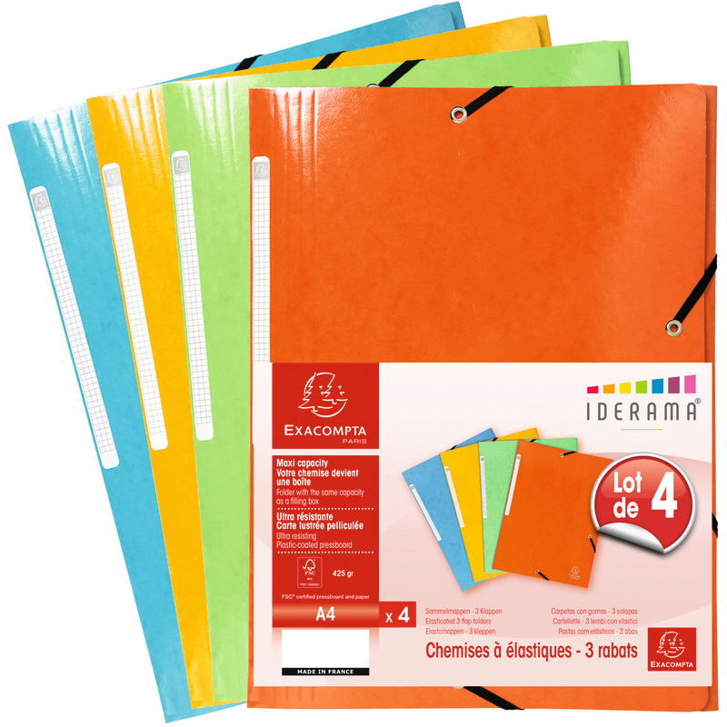 LOT DE 4 CHEMISES 24X32CM IDERAMA EXACOMPTA