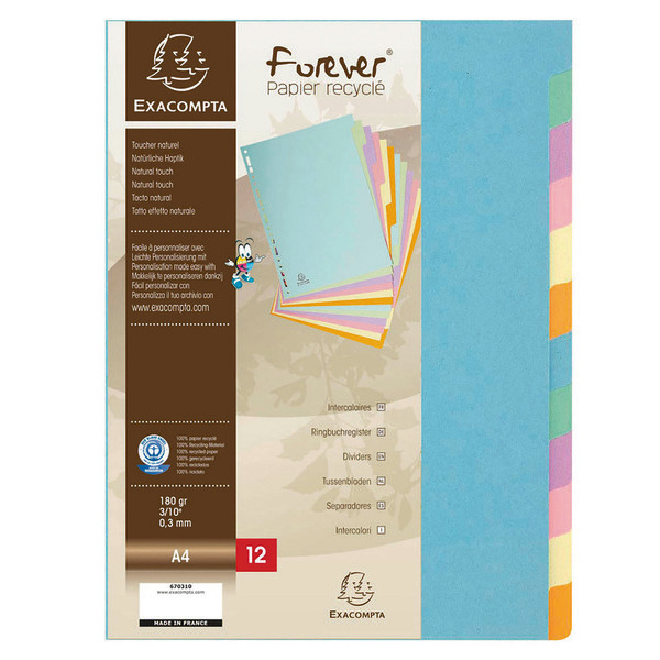 12 intercalaires pastel