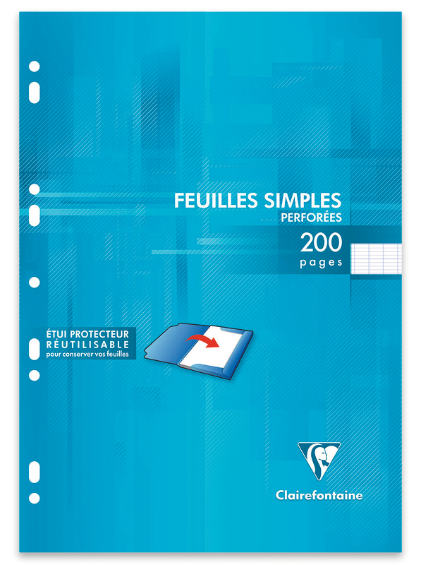 CLAIREFONTAINE ÉTUI 200 FEUILLES SIMPLES PERFORÉES CLAIREFONTAINE code EAN 3037926724588 