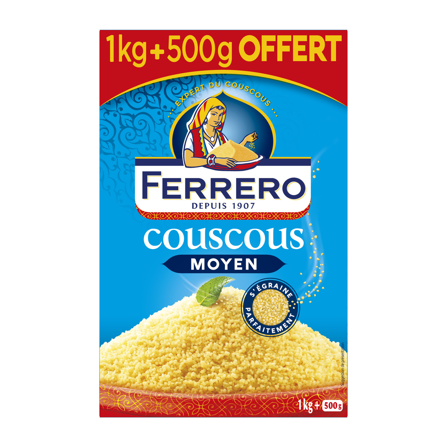 FERRERO COUSCOUS Couscous moyen FERRERO COUSCOUS code EAN 3038359000638 