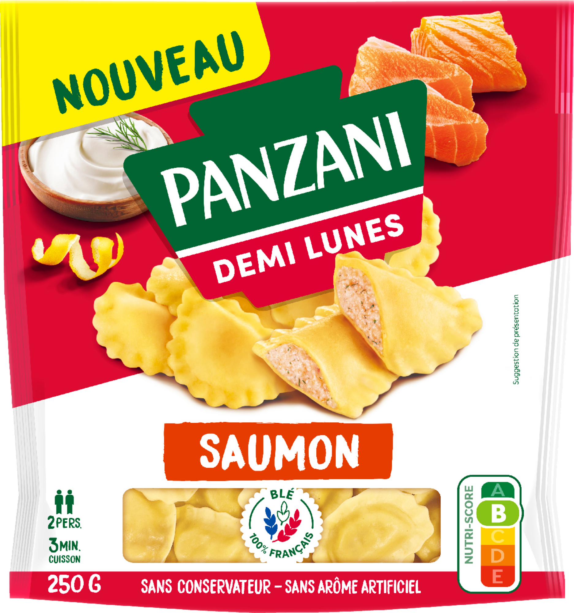 Pâtes fraîches demi-lunes saumon