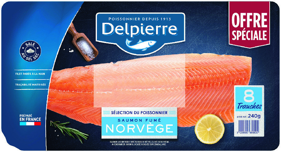  SAUMON FUMÉ NORVÈGE OFFRE SPÉCIALE(5) “DELPIERRE” code EAN 3038680004800 