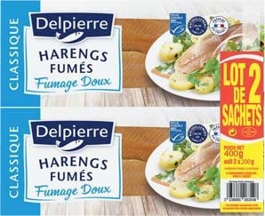  HARENGS FUMÉS FUMAGE DOUX  “DELPIERRE” code EAN 3038680063548 