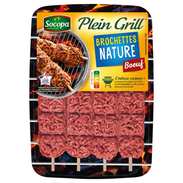  4 Brochettes De Bœuf Hachée Plein Grill Socopa code EAN 3039050049247 