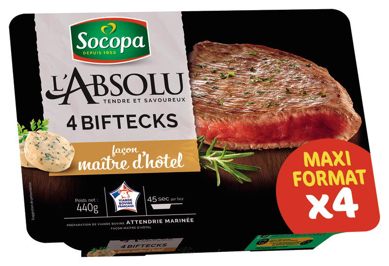 VIANDE BOVINE : 4 BIFTECKS MARINES MAITRE HOTEL...