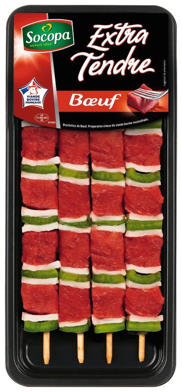 VIANDE BOVINE : 4 BROCHETTES EXTRA TENDRE Socopa