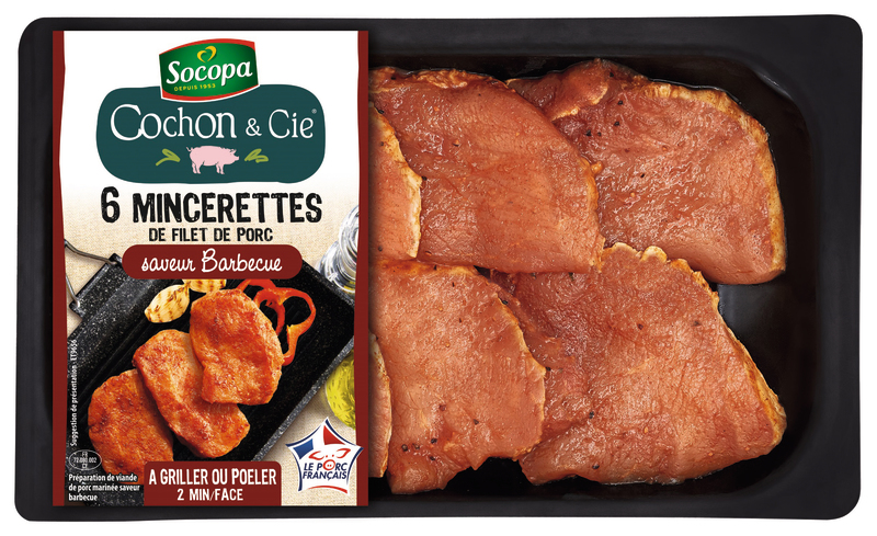 6 MINCERETTES DE PORC MARINÉES BARBECUE Socopa