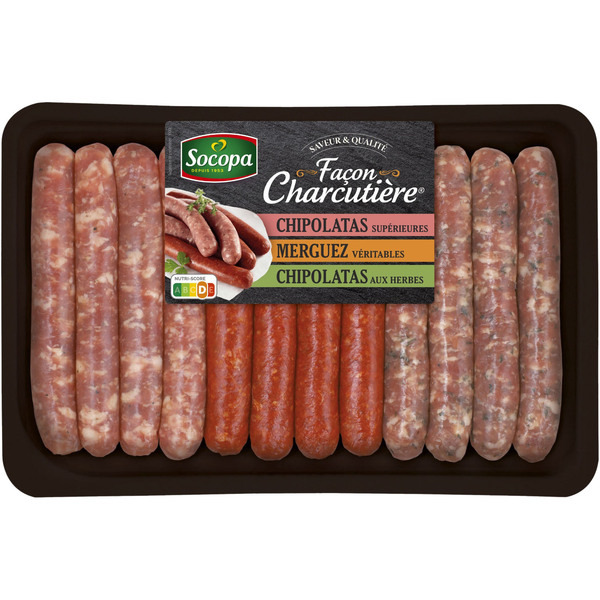  Assortiment de 12 saucisses façon charcutière SOCOPA code EAN 3039050649188 