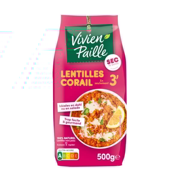  Lentilles Corail Cuisson Rapide 3Min Vivien Paille code EAN 3039820506253 