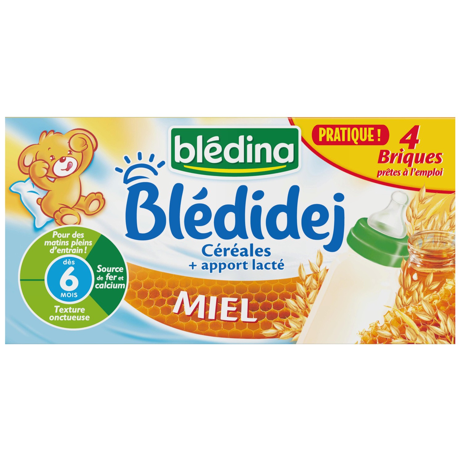 Lait et céréales bébé Blédidej dès 6 mois, miel...