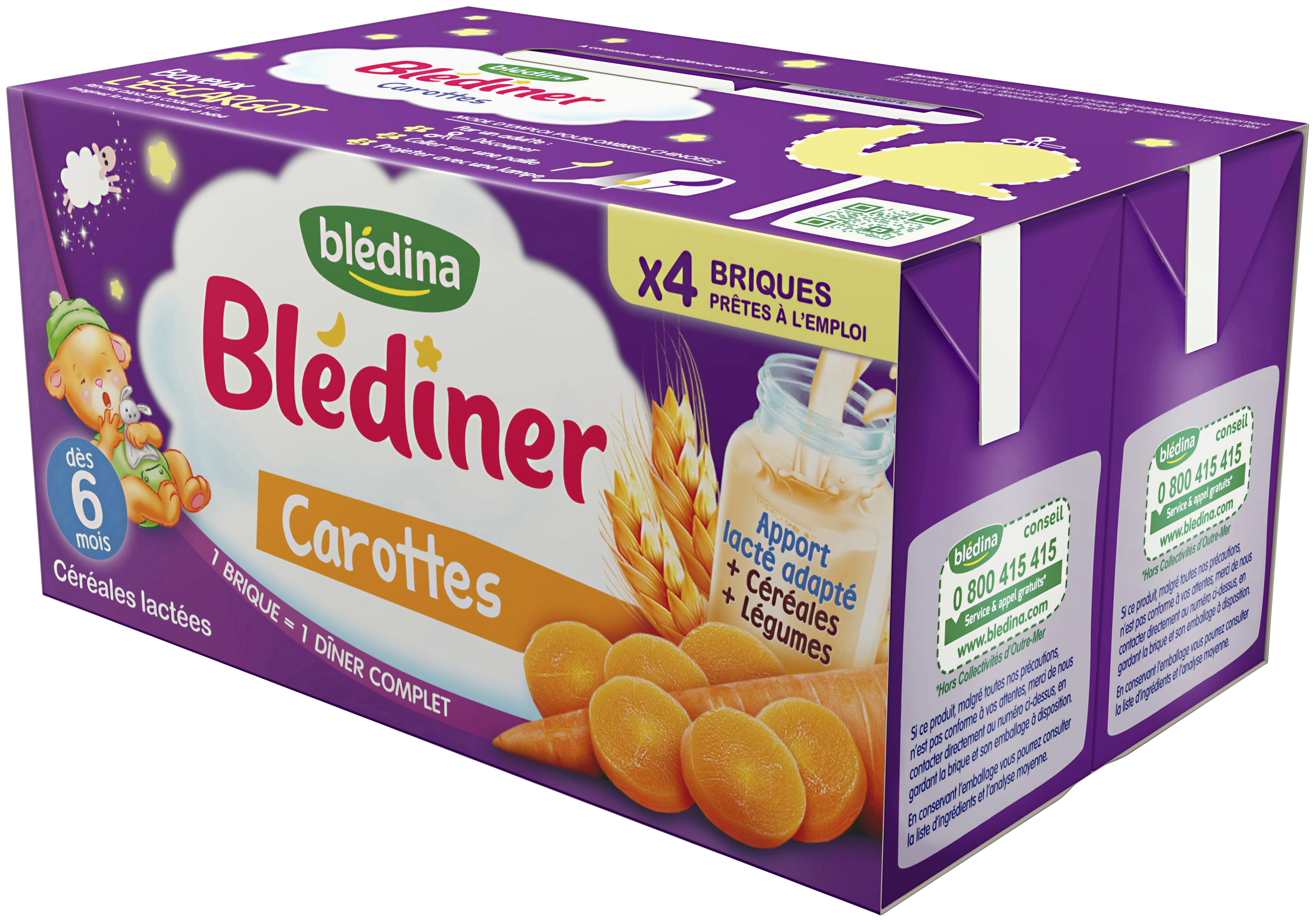 Blédina Blédiner céréales lactées aux carottes Blédina code EAN 3041090503184 