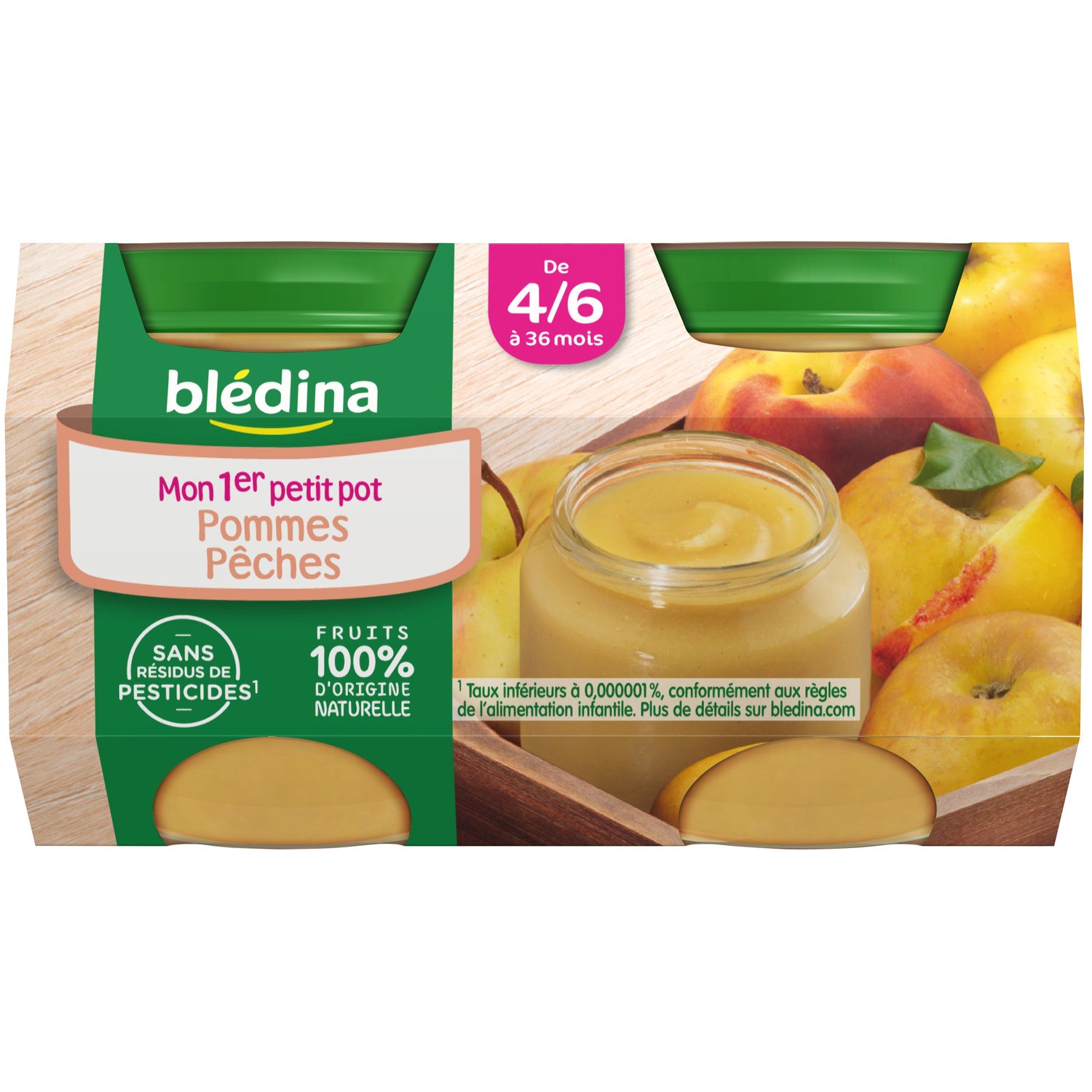 BLEDINA dès 4 mois  pomme pêches Compotes bébé