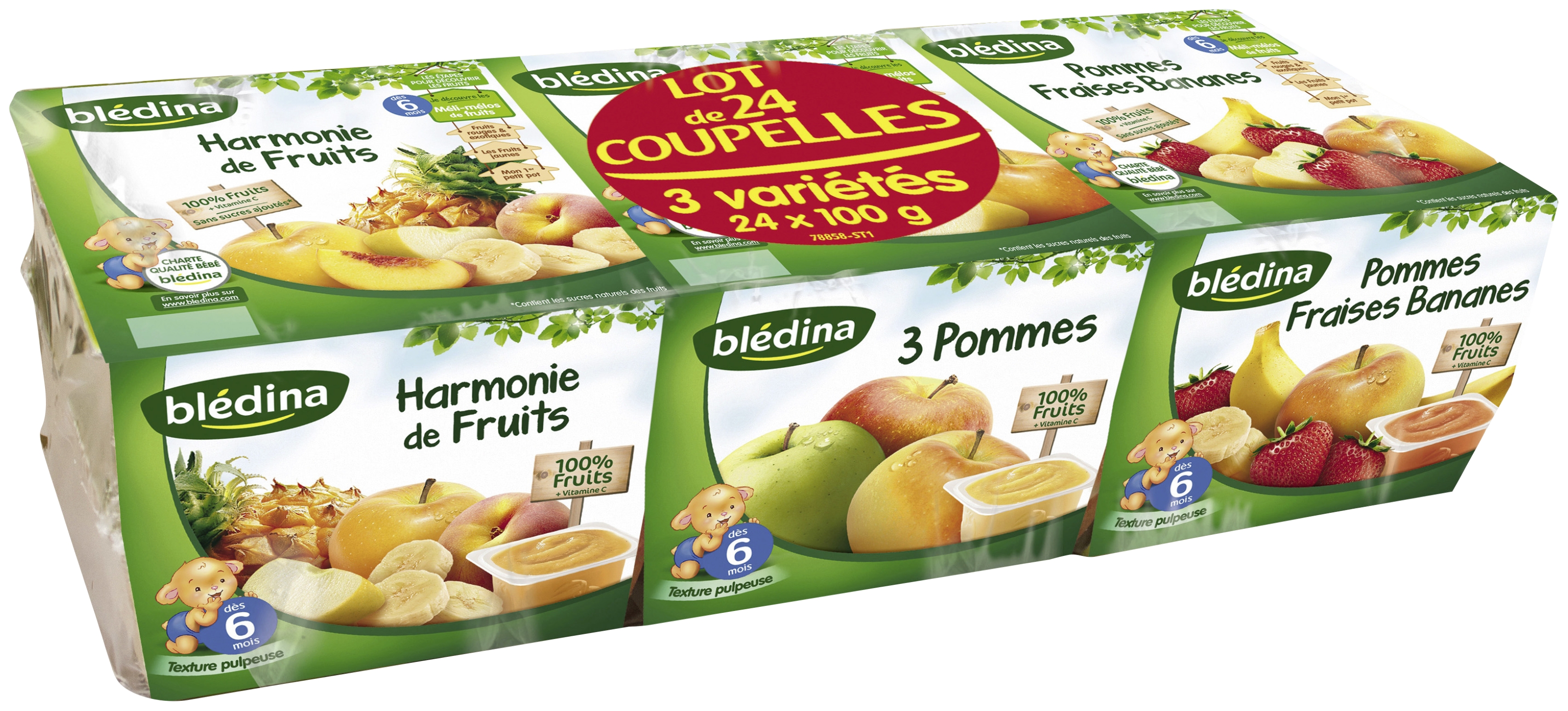 Coupelles de fruits,  pommes Fraises Bananes,3 ...