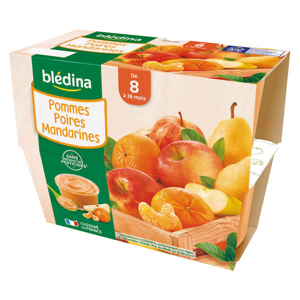COMPOTES POMMES POIRES MANDARINES BLÉDINA