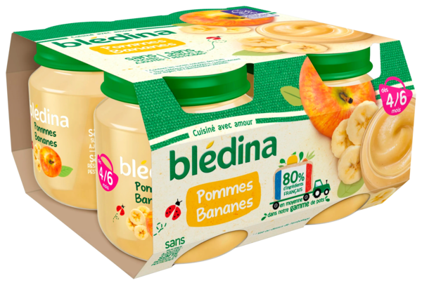  Pots Pommes Bananes Blédina  code EAN 3041091677655 