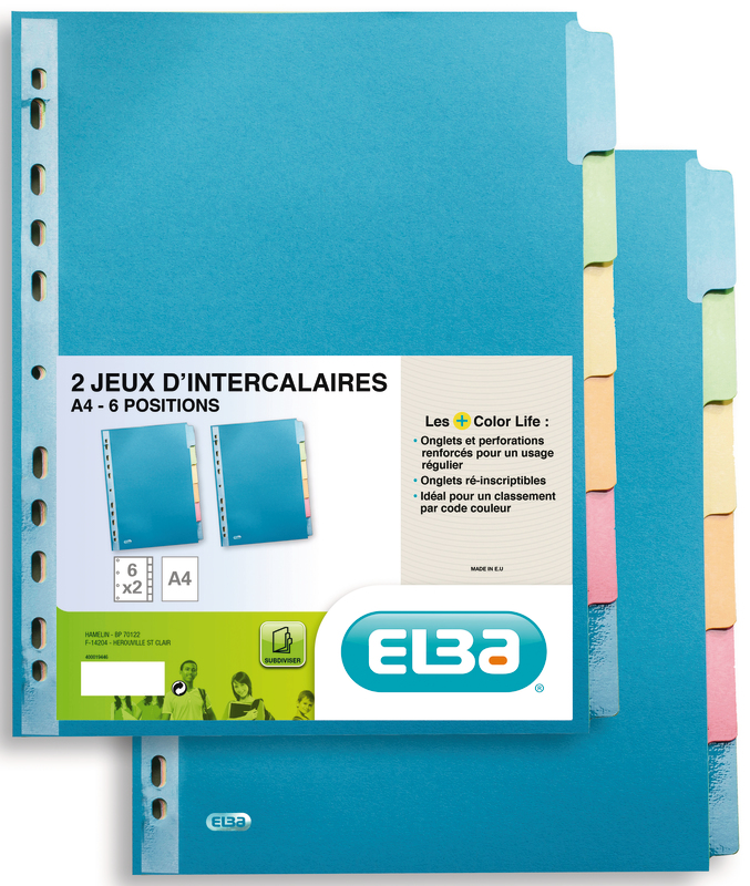 LOT DE 2 INTERCALAIRES 6 POSITIONS ELBA