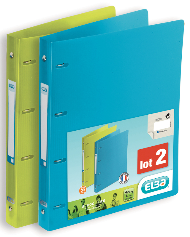 2 MAXI CLASSEURS DOS DE 30 MM SCHOOL LIFE ELBA