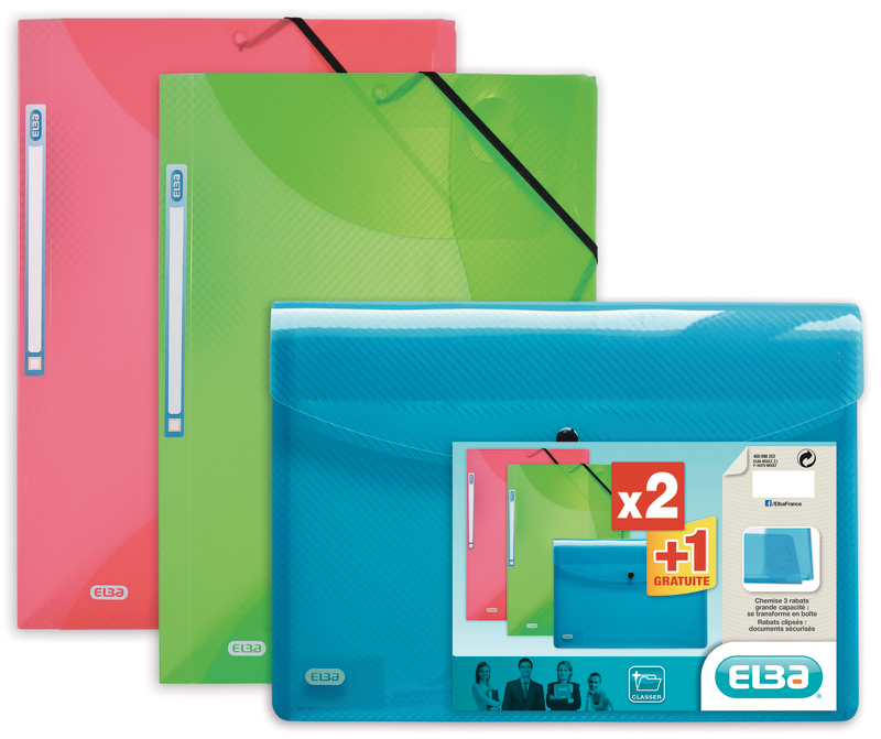 2 CHEMISES A4 + 1 CHEMISE A PRESSION ELBA