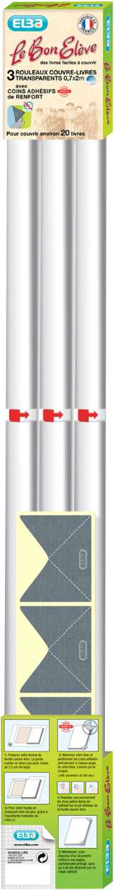 3 ROULEAUX COUVRE-LIVRES LE BON ELEVE ELBA