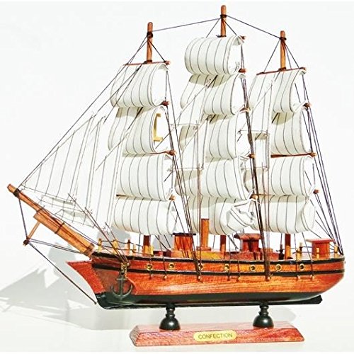 Maquette bateau à voile voilier goélette en boi...