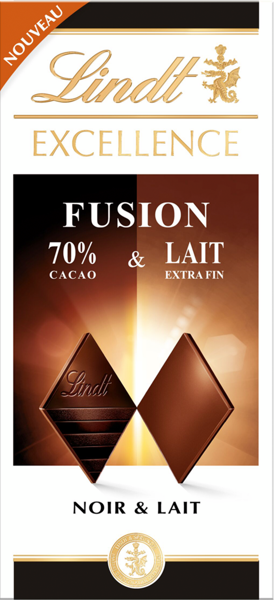 LINDT EXCELLENCE TABLETTE DE CHOCOLAT FUSION code EAN 3046921014457 