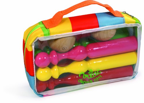 - 4049 - jouet en bois - 6 quilles laquées en s...