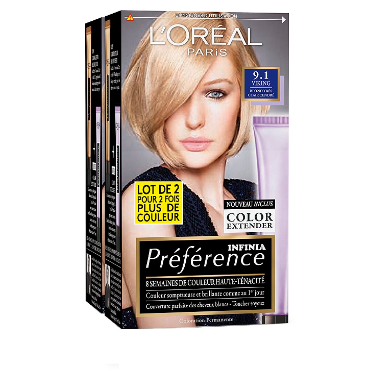 Coloration permanente 9.1 blond clair cendré L'...