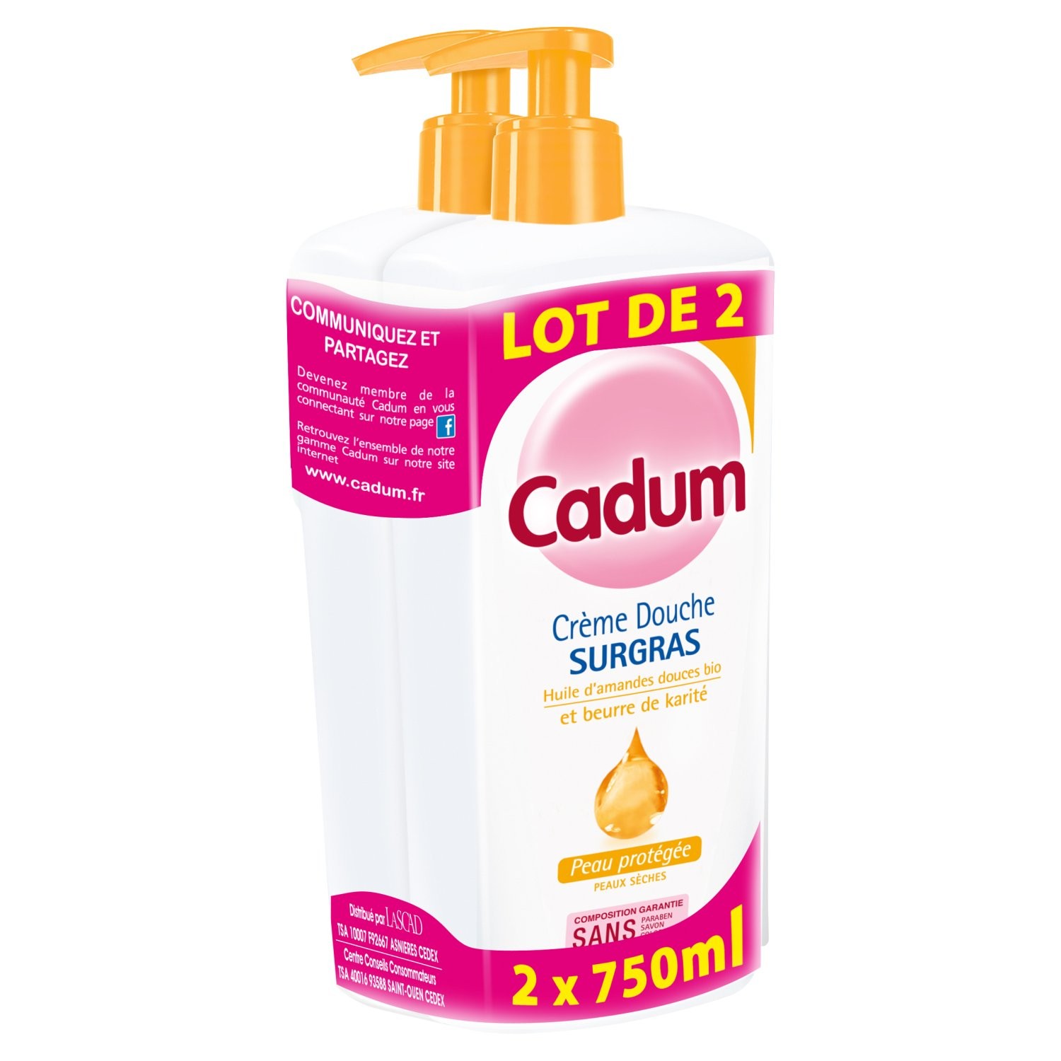 Crème douche huile d'amandes bio et beurre CADUM