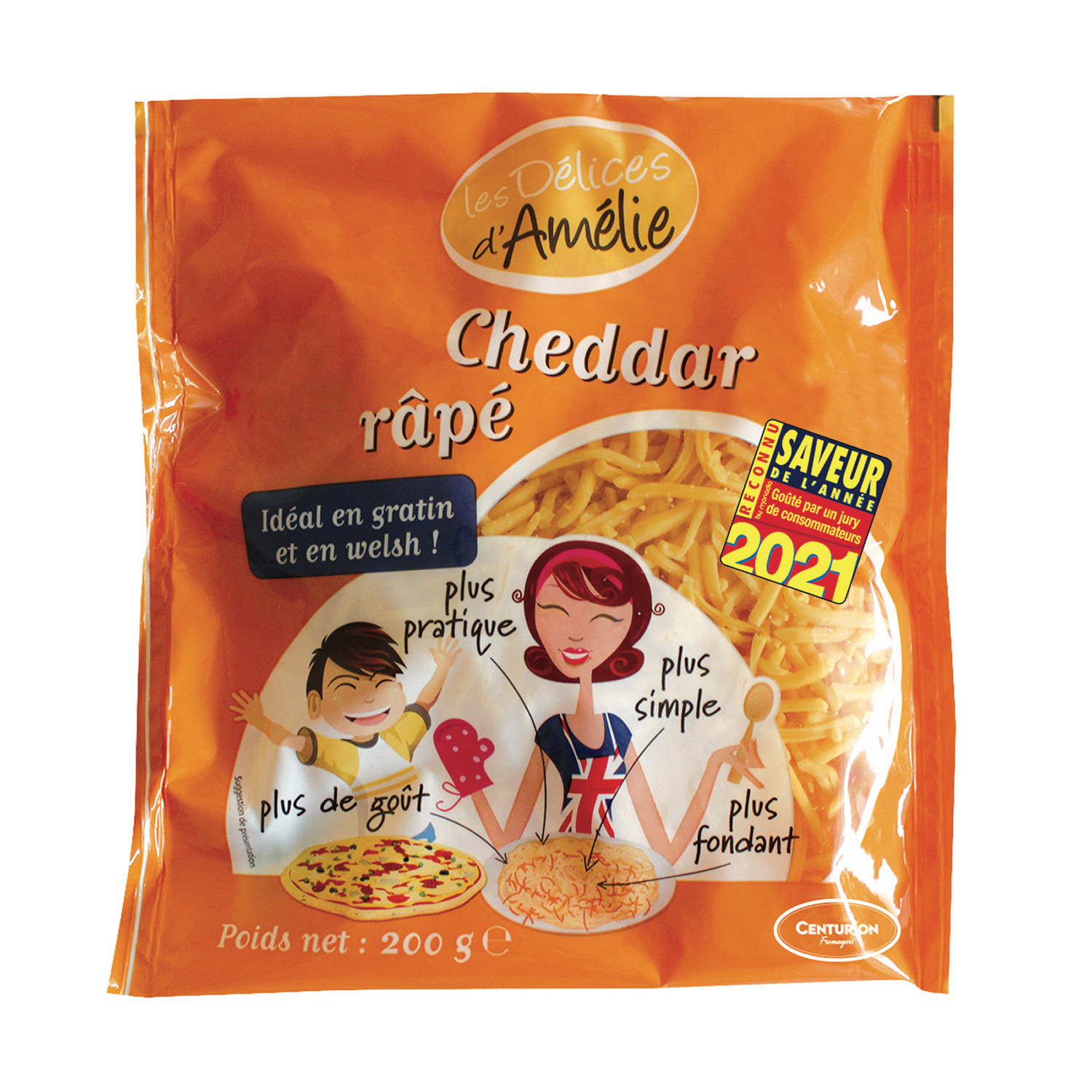 LES DELICES D'AMELIE Fromage Râpé Cheddar LES DELICES D'AMELIE code EAN 3060921454358 