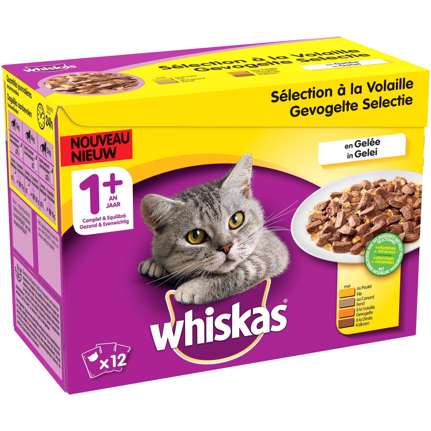 Pâtée pour chat 1+ an, volaille en gelée WHISKAS