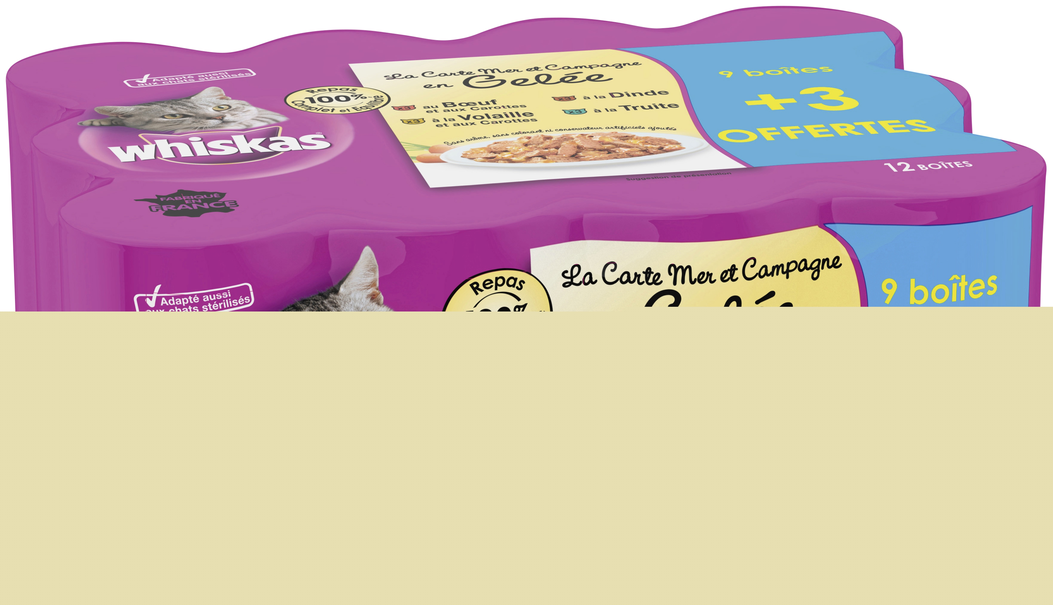 Boîtes la carte mer et campagne en gelée Whiskas