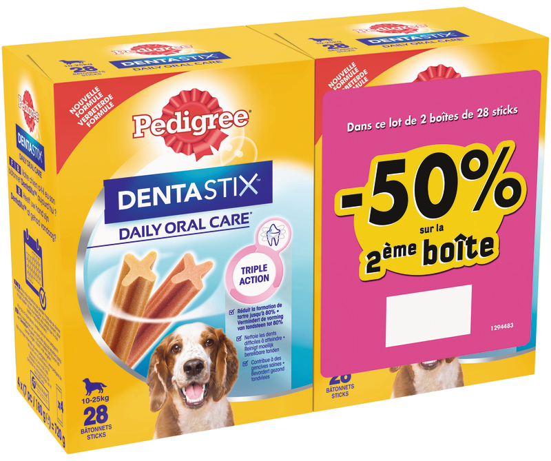 STICKS HYGIÈNE BUCCO-DENTAIRE DENTASTIX  MOYEN ...