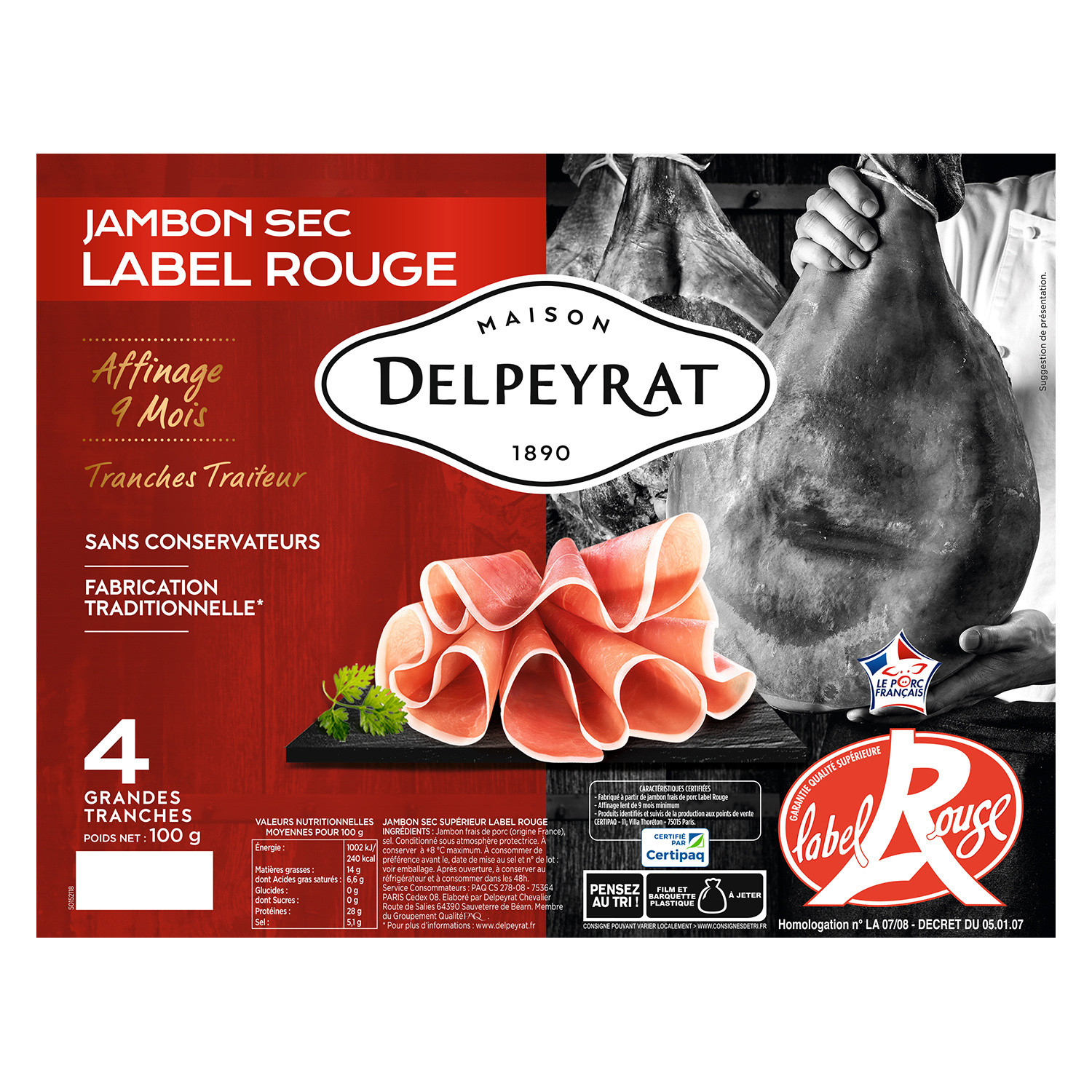 Jambon sec supérieur label rouge DELPEYRAT