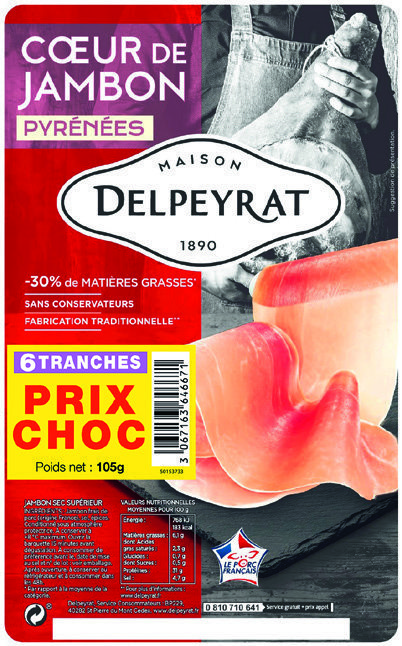 COEUR DE JAMBON PYRÉNÉES -30% MATIÈRES GRASSES** “DELPEYRAT” 3067163646664 (3067163646664)