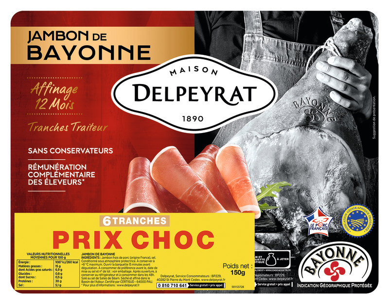 JAMBON DE BAYONNE IGP 12 MOIS delpeyrat